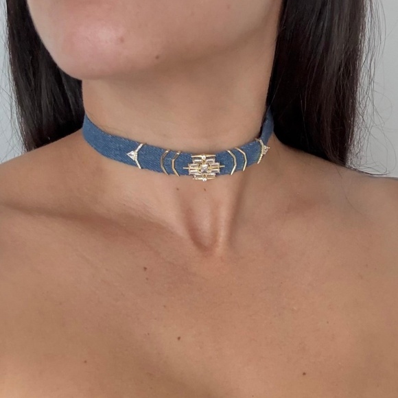 Noir NYC garland denim choker - Picture 1 of 4